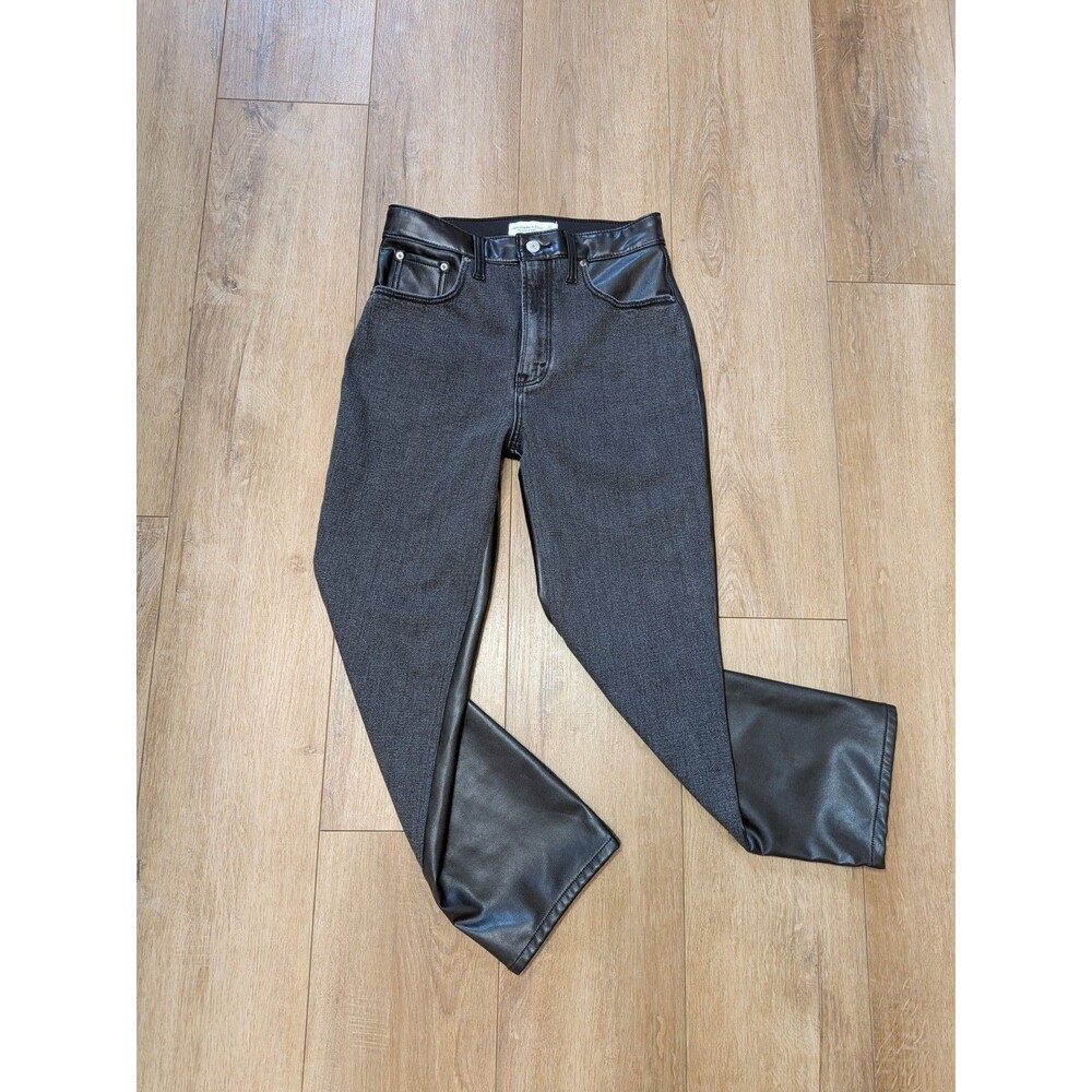 Abercrombie & Fitch Womens Black Faux Leather Denim Love Curve Ankle Pants 27
